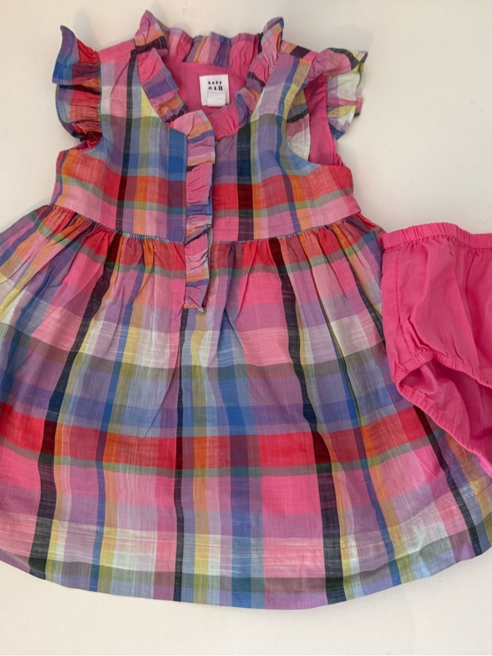 Baby GAP Multicolor Plaid Ruffle-Sleeve Dress